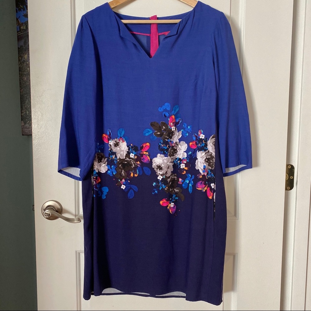 Joules Floral Shift Dress 3/4 Sleeve w Pockets 🌸